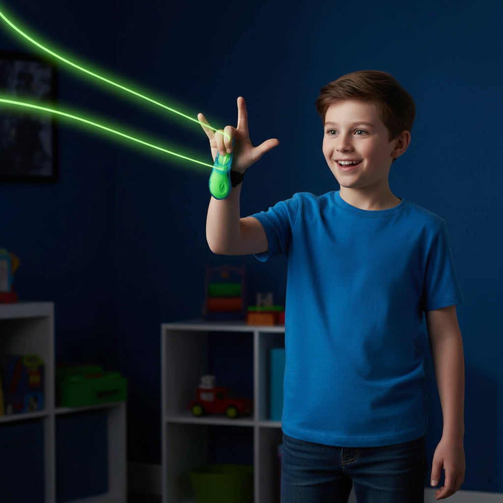 ✔ Glow String Launcher™ (Glow-In-The-Dark Web Toy)